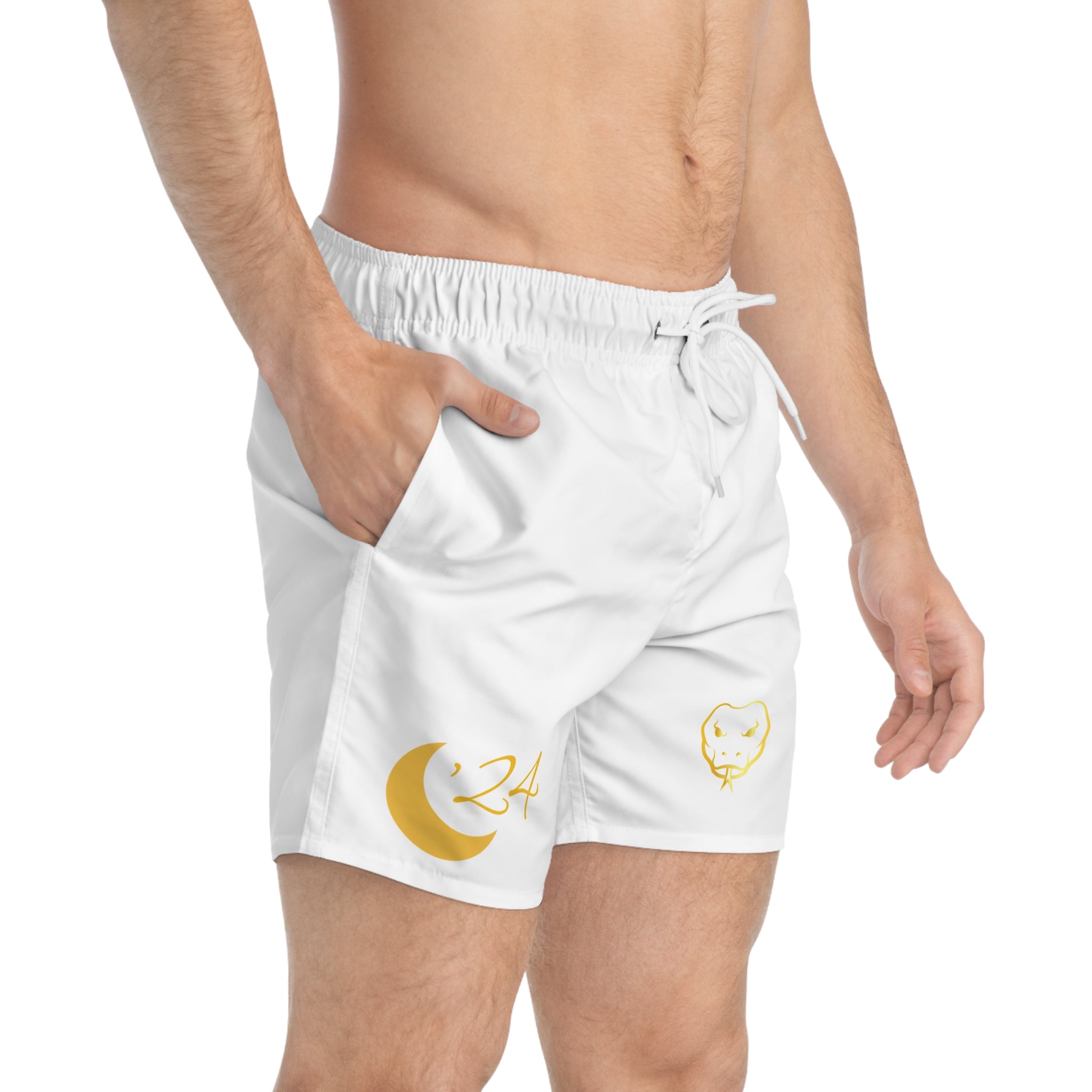 GOLD POLY 'HOOCHIE SHORTS' IN WHITE